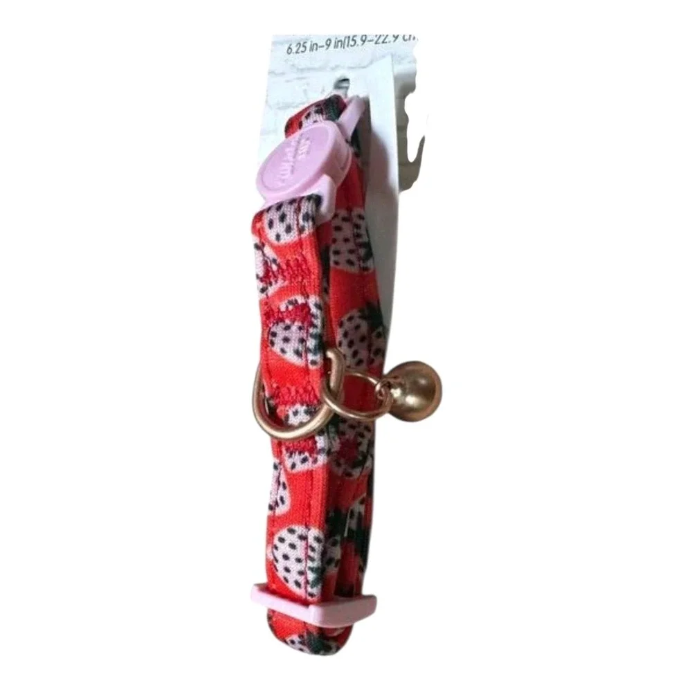 Whisker City Easy-Release Cat Kitten Collar Red Strawberry 6.2-9